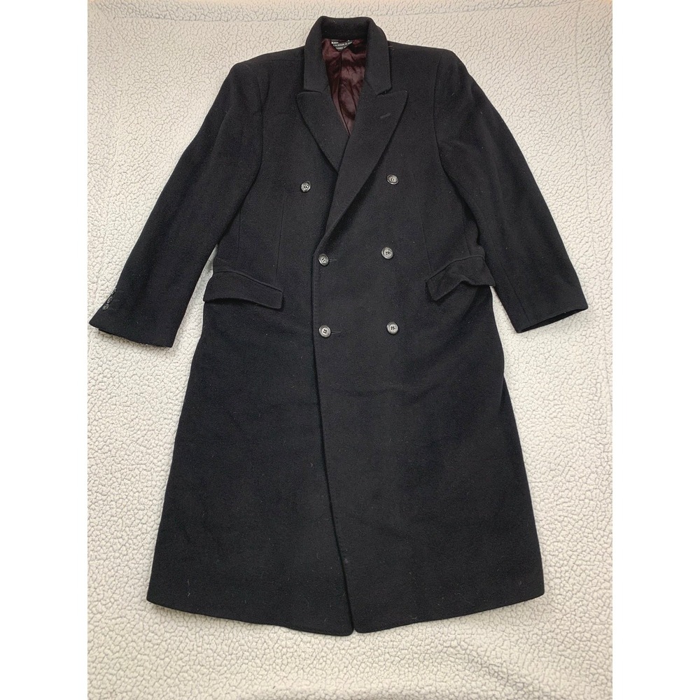 Di Silver Overcoat Mens 42‎ Black Cashmere Wool Nylon Italian Fabric Long Jacket